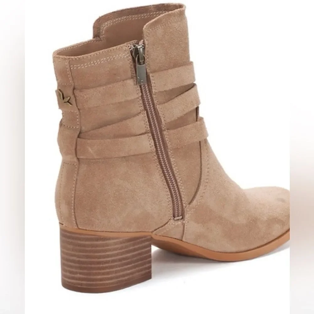 Kookaburra by UGG KENZ Taupe Suede Wrap Tassel Strap Heeled Ankle Boots
